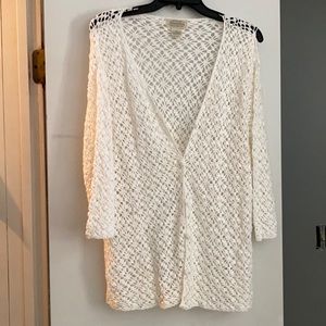 White Crochet St John’s Bay button Sweater.